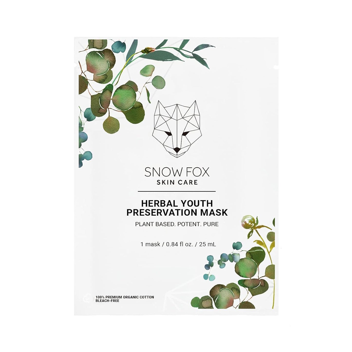 Snow Fox Herbal Youth Mask – 1 Pack Anti-Aging, Hydrating and Firming Mask with Super Greens Herbs that Boost Collagen and Elasticity Production for a Radiant Youthful Glow