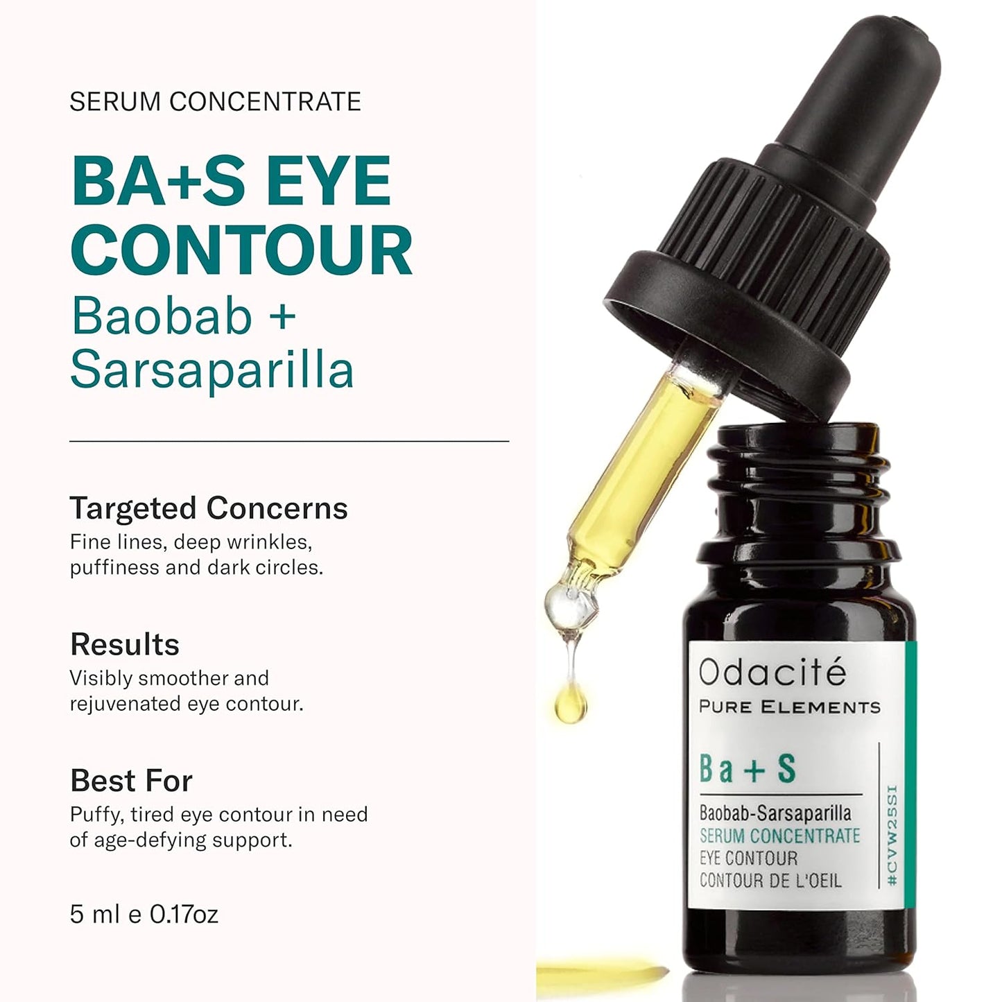 Odacité Brightening Serum Concentrate with Baobob for Anti Aging, Dark Circle, Puffiness, Wrinkles, Fine Lines and Under Eye Treatment - Vitamins A, E & F - 0.17 Oz